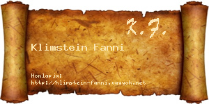 Klimstein Fanni névjegykártya